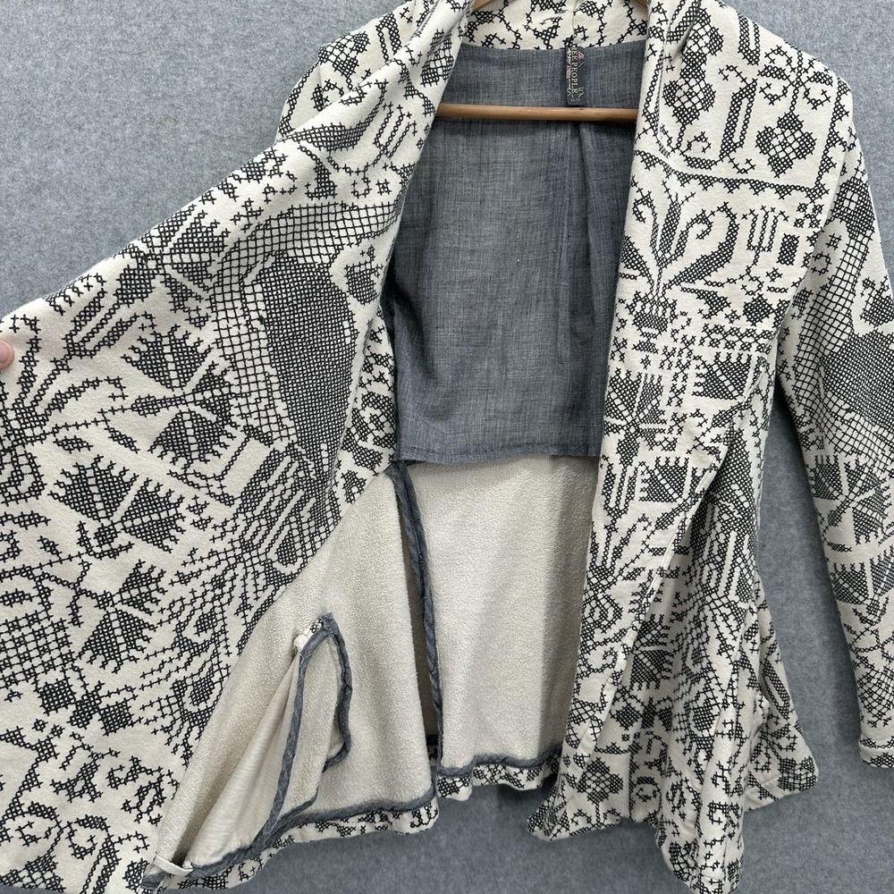 Free People‎ Peacock Cross Stitch Coat Peplum Boho Peplum Pockets Cotton Size XS - Picture 7 of 9